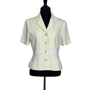 Ruby Fashion light yellow button short sleeves lined blazer size 38 - Medium
